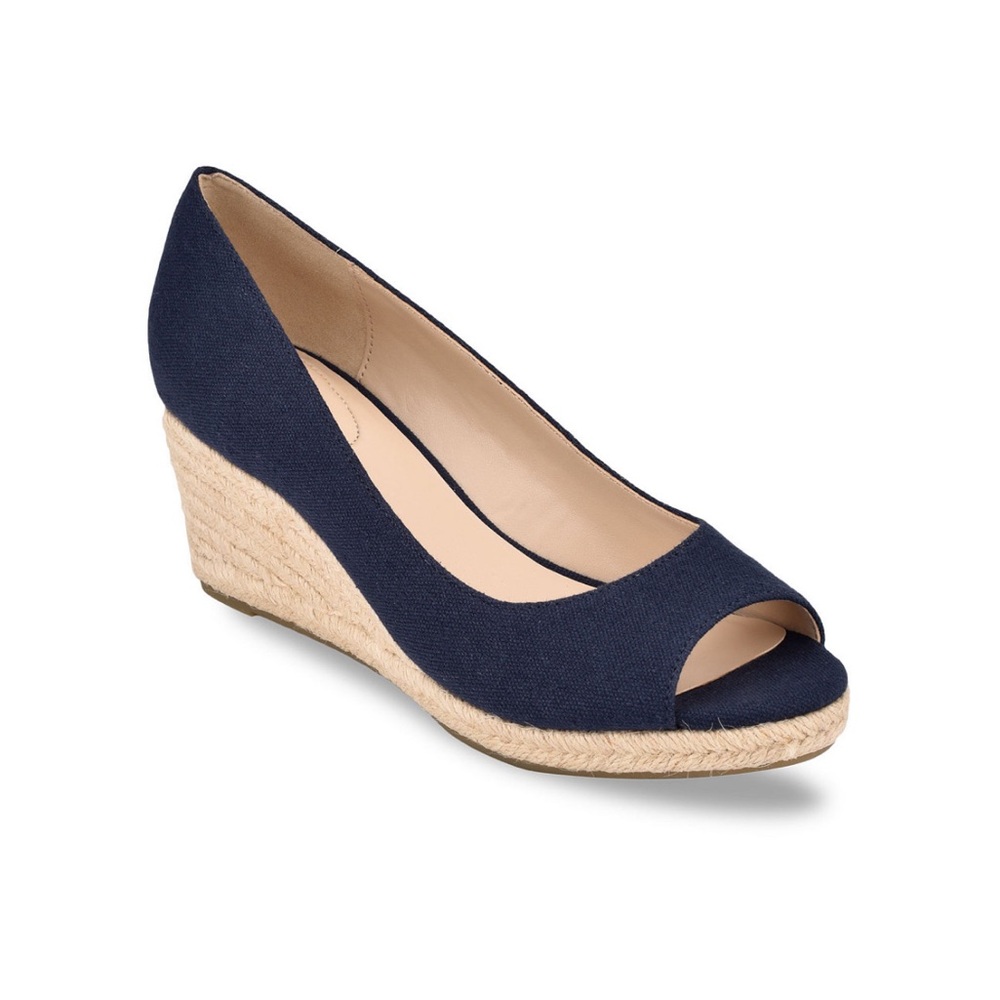 NEW Bandolino Espadrille Wedge Sandals Navy NWOT Size 7.5